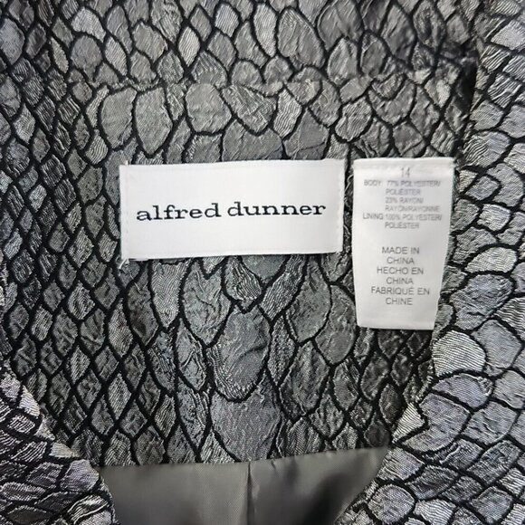 Alfred Dunner Full Zip Blazer Jacket Sz 14 Gunmetal Gray Metallic Lizard Print - Picture 5 of 12